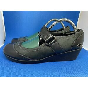 SKECHERS Mary Janes Brown Slip-On Comfort Wedge Heel SN 46628 Women's Size 9